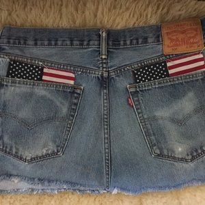 Levi's Blue Denim Mini Skirt with Flag Detail